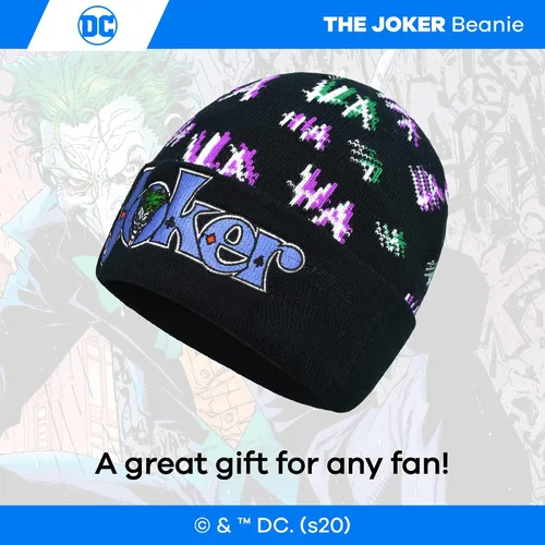 Miniatura 5 de Concept One Dc Comics The Joker Beanie Hat, Knitted Cuffed Winter Skull Cap