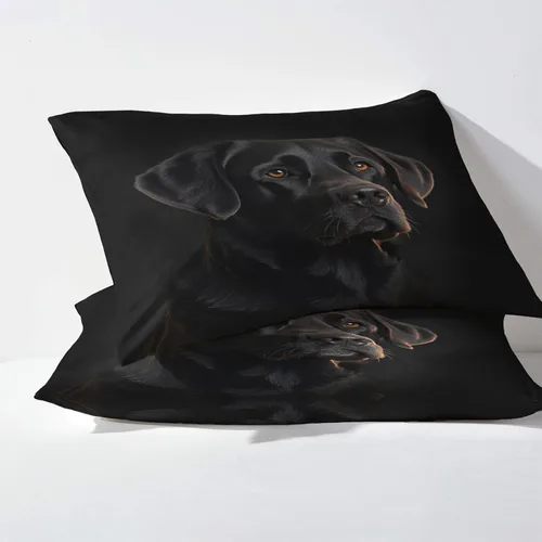 Miniatura 3 de Labrador Sheets tamaño individual, sábanas de perro negro, sábanas y fundas de almohada estampadas de 3 piezas, sábana bajera ajustable