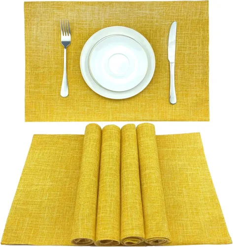 Miniatura 9 de Weabetfu Juego de 4 manteles individuales de tela resistentes al calor, manteles individuales de algodón y lino, lavables a máquina, manteles