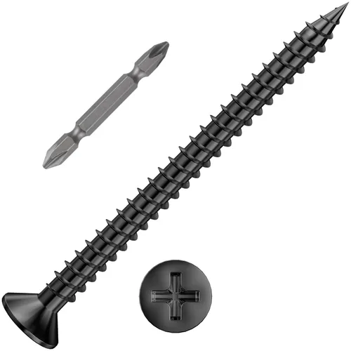 Miniatura 18 de Wensilon (300 piezas) #8x1 Tornillo de madera negro rápido metal autorroscante cabeza plana