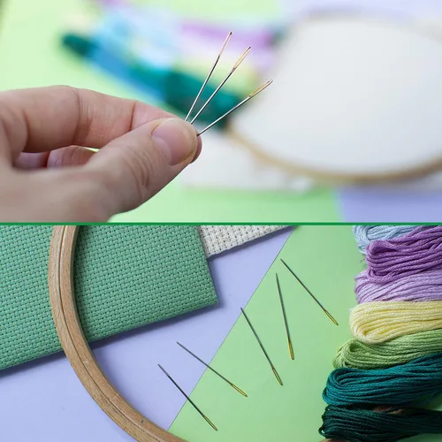 Miniatura 4 de 80 agujas de punto de cruz, agujas de coser doradas grandes para bordar a mano con enhebrador, desenganchador de hilo para costura de cruz (talla 22)