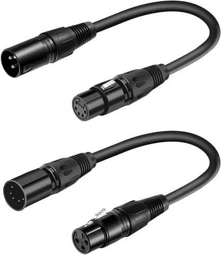 XLR macho de 3 pines a XLR hembra 5 pines y hembra de 3 pines a macho 5 pines cable de audio de 5 pines, para micrófono, luz de escenario DMX, etc.
