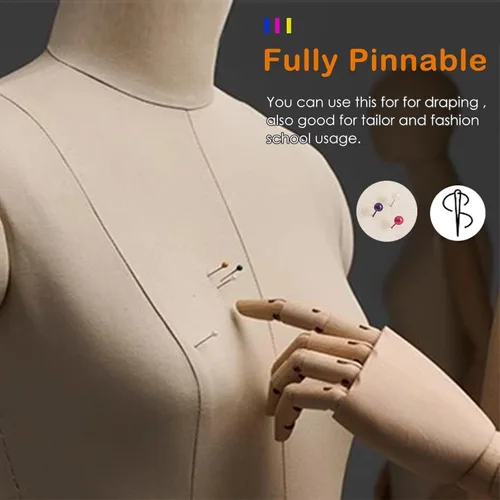 Miniatura 4 de Vestido femenino ajustable con forma de maniquí para costura, cuerpo de espuma con soporte de trípode, ideal para proyectos de costura, sastrería
