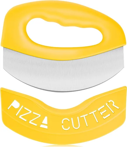 Miniatura 8 de Urbanstrive Cortador de pizza de acero inoxidable resistente con tapa, cuchillo de pizza de hoja súper afilada, cortador de pizza, accesorios de Rojo