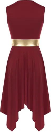 Miniatura 89 de easyforever Vestido de baile sin mangas con bloques de color para mujer, alabanza litúrgica, ropa de baile lírico, vestido de bata de adoración