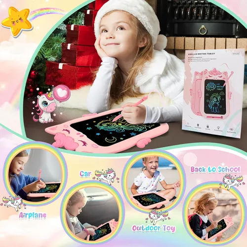 Miniatura 2 de Juguetes para regalos para niñas de 1, 2, 3 años, tableta de escritura de 10 pulgadas para niños, juguetes para niños pequeños de 1 a 2 años, Rosa