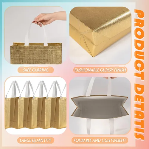 Miniatura 3 de Paquete de 25 bolsas de regalo grandes para regalo, fiesta de cumpleaños, boda, bolsa de regalo reutilizable, bolsas de regalo gigantes plateadas