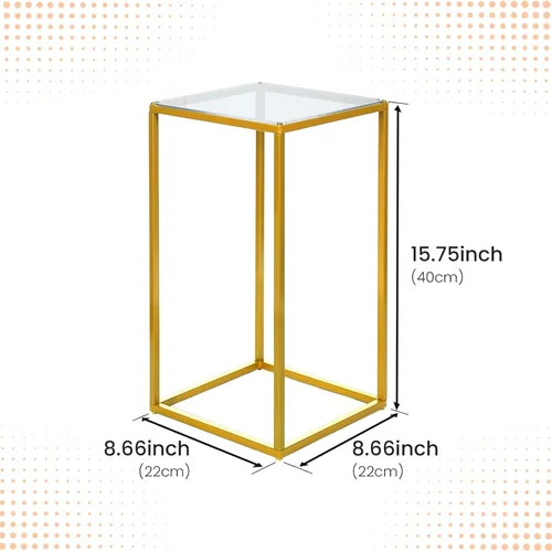 Miniatura 3 de YALLOVE Paquete de 2 soportes dorados de 15.75 pulgadas para flores de boda, soporte de columna de metal para centro de mesa geométrico