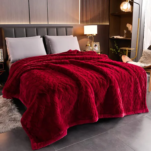 Miniatura 10 de LGYKUMEG Manta gruesa y cálida de visón coreano, manta de vellón San Marcos de 79 x 91 pulgadas, manta de cama suave y sedosa para otoño e invierno