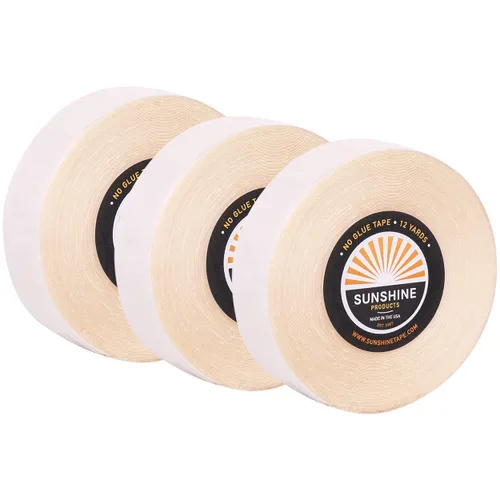 Miniatura 9 de Sunshine Tape Rollo de cinta adhesiva para peluca sin pegamento 1 pulgada x 3 yardas Doble cara, grado médico Cinta de tupé y peluca