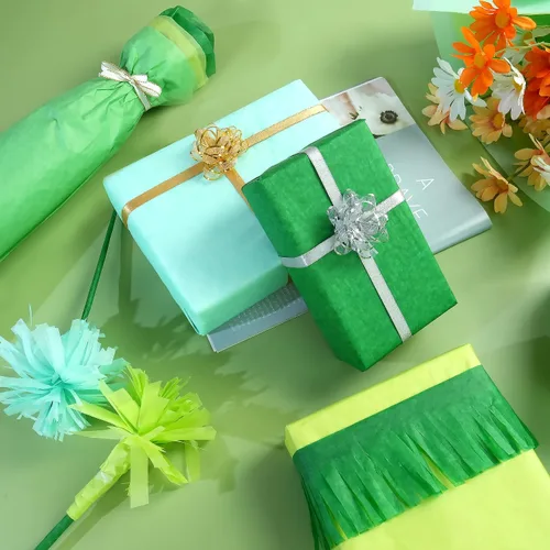 Miniatura 5 de 100 hojas de papel de seda verde a granel para bolsas de regalo, 20 x 14 pulgadas, papel de seda para regalo para el día de San Patricio, Navidad