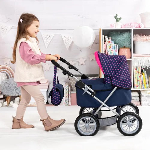 Miniatura 6 de Bayer Cochecito de muñeca de moda, mango ajustable, juguete de juego de simulación con bolsa de almacenamiento, 18 pulgadas
