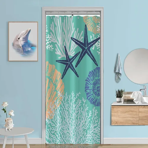 Miniatura 8 de Tritard Cortina de ducha pequeña de 36 x 72 pulgadas, tamaño medio, cortinas de ducha de tela impermeable náutica costera para baño, cortina de baño