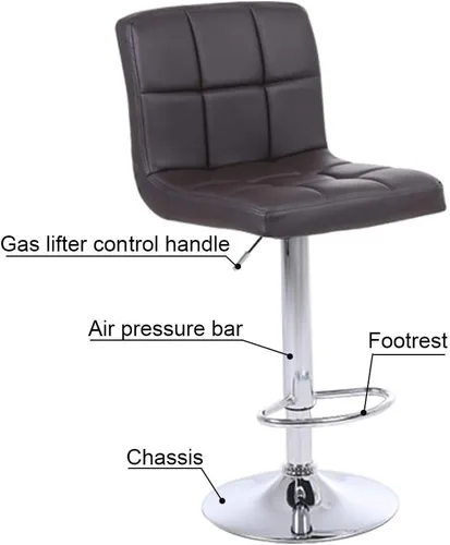 Miniatura 5 de Taburetes de bar ajustables de altura de mostrador, juego de 2 taburetes de cocina, sillas modernas de cuero sintético giratorio con respaldo Marrón