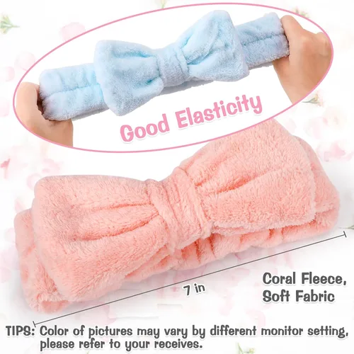 Miniatura 4 de UMIKU Paquete de 8 diademas faciales para mujeres - Suaves en polar de coral, cosméticas y para el cuidado de la piel, envolturas para el cabello