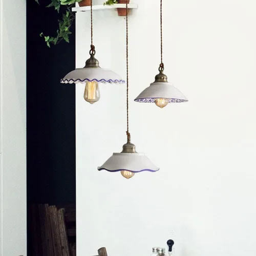 Miniatura 2 de MARURY Lámpara colgante de techo, luz colgante de porcelana azul y blanca, lámpara clásica de cerámica pequeña ajustable para cocina, isla