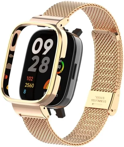 Miniatura 13 de HOPMC - Correa de repuesto clásica con marco de metal y hebilla de malla de acero inoxidable para Redmi Watch 3