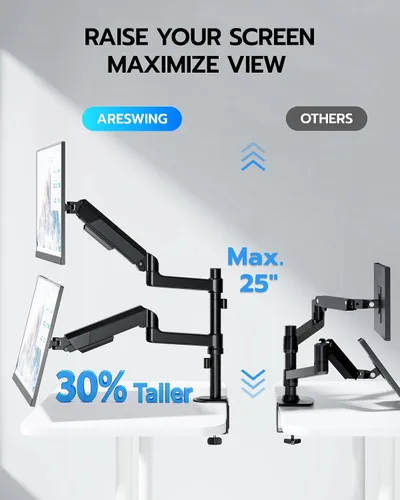 Miniatura 4 de ARES WING Soporte para Monitor Dual - Brazo de Monitor Ultraancho para Pantalla Curva de Servicio Pesado de 17 a 40 Pulgadas hasta 26.4 libras