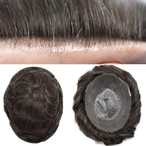 Miniatura 42 de Toupee for Men Human Hair Pieces Ultra Thin Skin Mens Toupee Hair Replacement System Mens Hair Units for Men