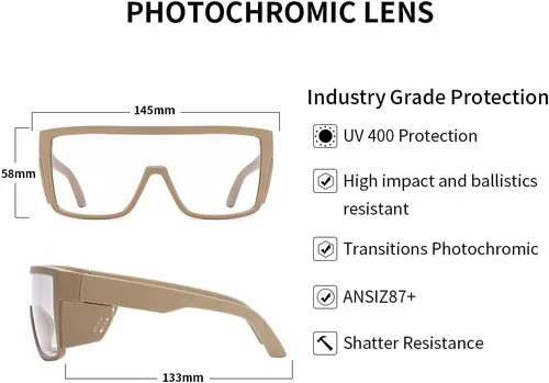 Miniatura 5 de Lentes fotocrómicos de seguridad de transición UV400 Lente gris claro a oscuro ANSI Z87 Aprobado por impacto