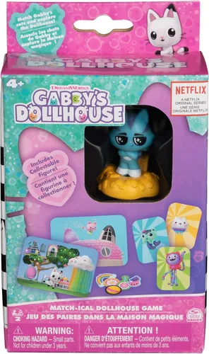 Spin Master Games Gabby's Dollhouse Match-ical Juego a juego con cartas y figura de CatRat, en el popular diseño de la serie preescolar de casa de