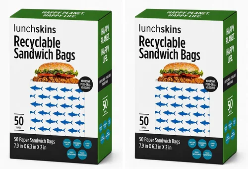 Miniatura 7 de Lunchskins Bolsas de Sándwich XL Reciclables y Sellables – 50 Unidades Diseño de Rayas Bolsas Ecológicas para Almacenamiento de Alimentos Hechas
