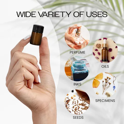 Miniatura 6 de Beauticom frascos de vidrio color ámbar, 5/8 adarme (0.07 oz), para fragancias, sueros, rociadores, aceites esenciales, con orificio reductor