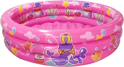 Big Summer Piscina infantil de 3 anillos, 48 x 12 pulgadas, piscina para niños, piscina inflable para bebés, piscina infantil pequeña (rosa)