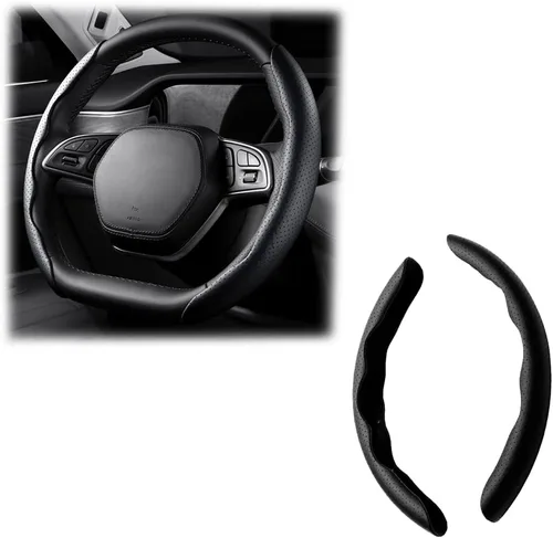 Miniatura 15 de LoyaForba Funda universal para volante de automóvil, protector universal de cuero segmentado de 15 pulgadas, antideslizante y suave, transpirable