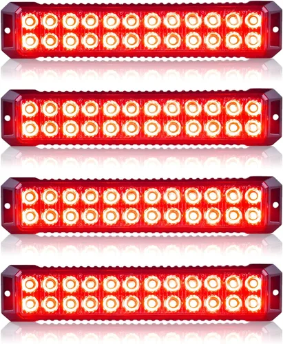 Miniatura 10 de 4 PCS Luces Estroboscópicas de Emergencia Intermitentes de Montaje en Superficie Ámbar Blanco 24-LED para Camiones Automóviles Vehículos Mini Luces