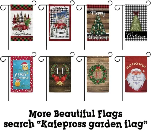 Miniatura 7 de Bandera de bienvenida con monograma de Feliz Navidad, letra A, bandera de jardín, 12.5 x 18 pulgadas, impresión de doble cara para exteriores