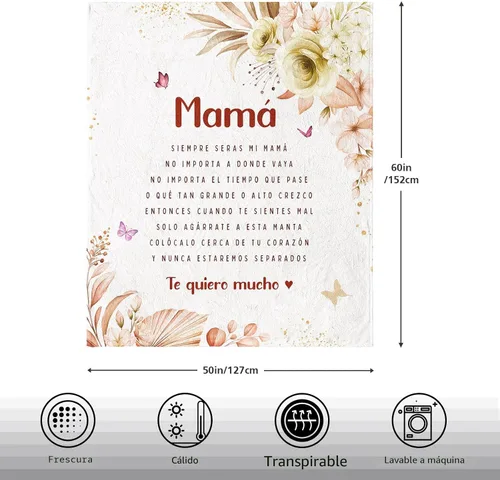 Miniatura 6 de Regalos para mamá, manta de regalos para mamá de 60 x 50 pulgadas, regalos para mamá en español, feliz cumpleaños mamá, regalos para mamá mexicana