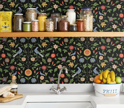 Miniatura 5 de NextWall Bird Toile - Papel tapiz autoadhesivo (ónix)