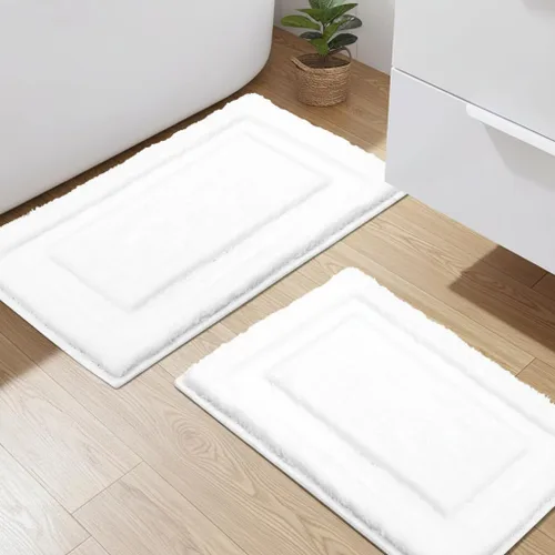 Miniatura 46 de SHACOS Juego de alfombras pequeñas de baño de 2 piezas con tapetes de baño en forma de U, tapetes de inodoro de 16x24 + 20x24 pulgadas, tapetes