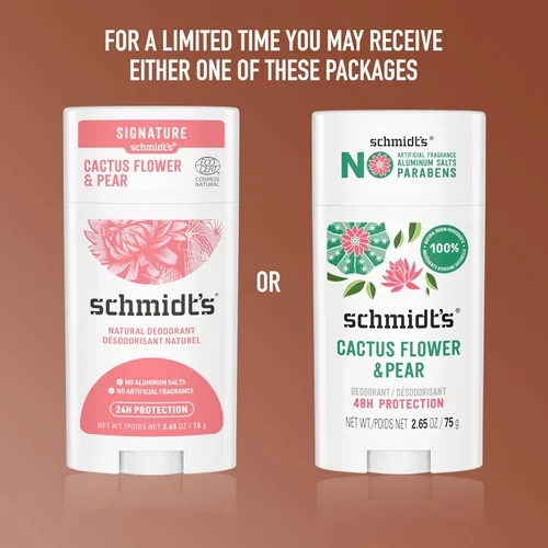 Miniatura 5 de Schmidt's Desodorante vegano sin aluminio, flor de cactus y pera con protección contra olores las 24 horas, 2 unidades para mujeres y hombres