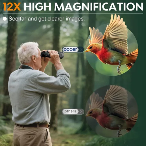 Miniatura 4 de OccER 12x50 Binoculares para Adultos de Alta Potencia - Binoculares HD para Observación de Aves para Caza con Visión Clara - Binoculares de Enfoque