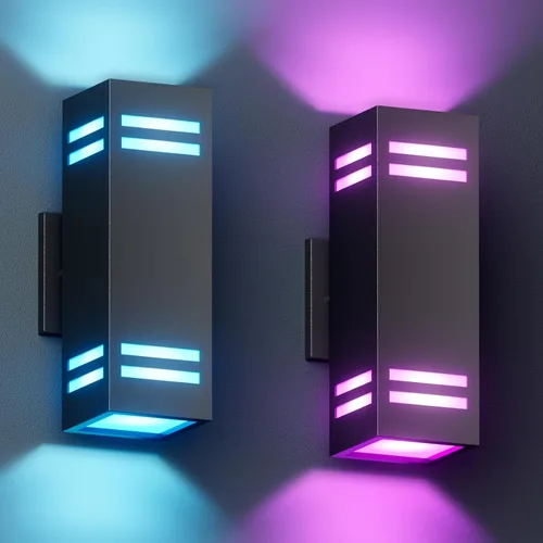 Miniatura 12 de KIZON Luces de pared inteligentes para exteriores RGBCW que cambian de color, moderno aplique de atardecer a amanecer, iluminación de arriba