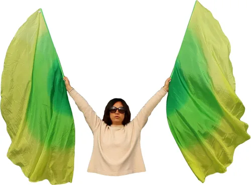 Miniatura 23 de Winged Sirenny Banderas de seda de ala de ángel de adoración de 70 pulgadas con varillas flexibles, bandera de seda translúcida circular pintada a