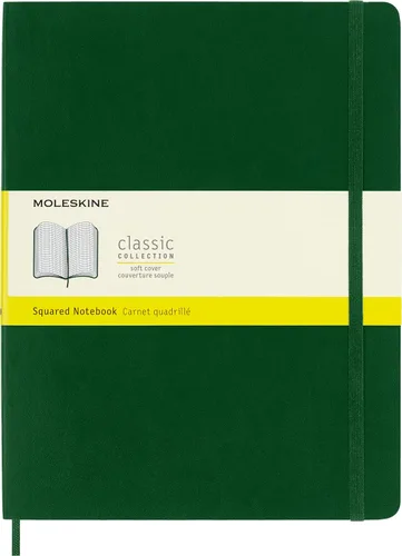 Moleskine - Cuaderno clásico, tapa blanda, tamaño XL (7.5 x 9.5 pulgadas), cuadriculado, verde mirto, 192 páginas