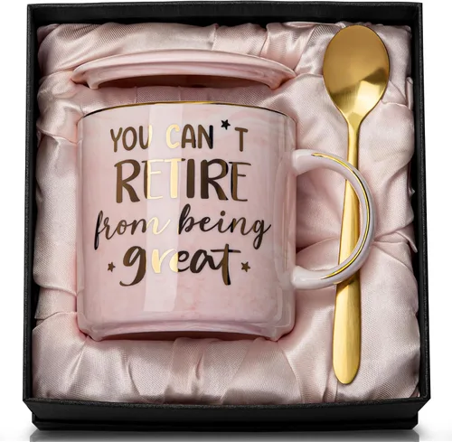 Miniatura 10 de Divertidos regalos de cumpleaños para mujeres, taza de café de 14 onzas con texto en inglés "Not a Day Over Fabulous" impresa con oro, ideas de Rosa