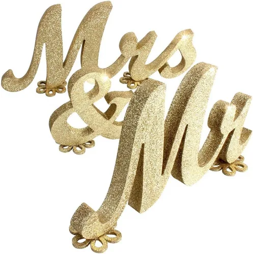 Miniatura 20 de Mr and Mrs Signs - Decoración de mesa de boda, letras independientes de madera para accesorios de fotos, decoración rústica, regalo de fiesta