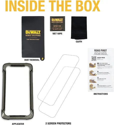 Miniatura 6 de DEWALT Protector de pantalla de vidrio resistente para iPhone 12 Pro Max, paquete de 2 protectores de pantalla de vidrio templado, compatible