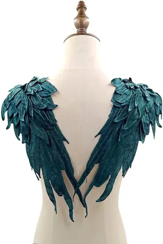 Miniatura 8 de Apliques de ala de ángel, alas bordadas, apliques blancos para vestidos, apliques de hombro 1 par (blanco)