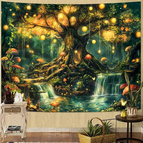 Miniatura 17 de Spenlife Tapiz del Árbol de la Vida en Blanco y Negro para Dormitorio, Tapices Espirituales Estéticos, Tapices de Árbol Estéticos, Tapiz Estético