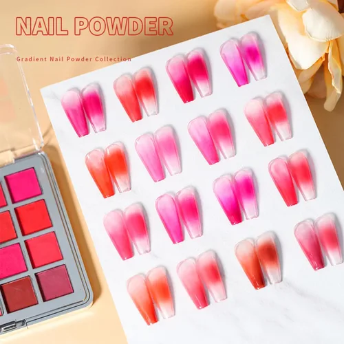 Miniatura 3 de Juego de polvo de pigmento para uñas, polvo de purpurina de uñas degradada de 16 colores, kit de pigmento fluorescente neón, polvo de frotamiento