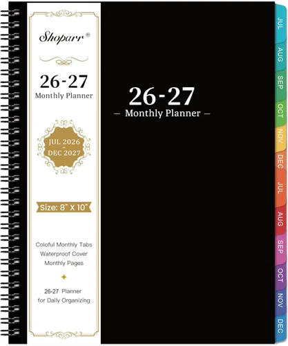 Planificador Mensual 2026 – Planificador/Calendario 2026, enero de 2026 a diciembre de 2026, Planificadores mensuales con pestañas coloridas,