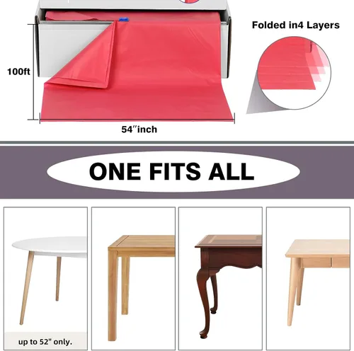 Miniatura 107 de Rollo de plástico para cubierta de mesa color verde manzana, 40 pulgadas x 100 pies, rollo de plástico resistente para cubierta de mesa de banquetes