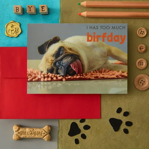 Miniatura 4 de NIQUEA.D, Tarjeta de cumpleaños de Pug on Rug Pug en alfombra