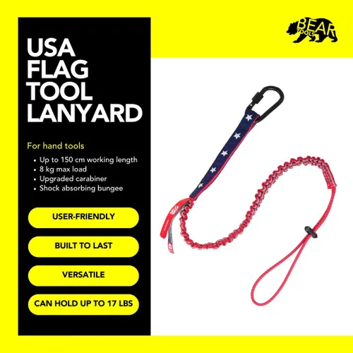 Miniatura 2 de BearTOOLS Cordón de seguridad para herramientas de seguridad con bandera de Estados Unidos, correa resistente para andamios, Stop The Drops