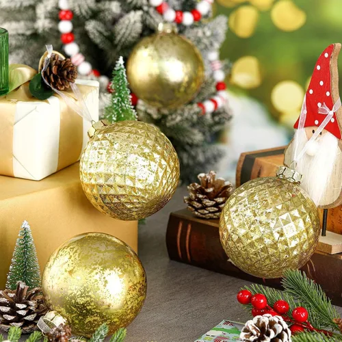 Miniatura 3 de Syhood 8 Piezas Bolas de Navidad Grandes de 4" Adornos Inastillables para Árbol de Navidad Bolas de Plástico con Acabado de Mercurio Vintage